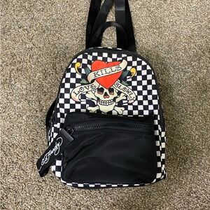 Ed Hardy Checked Mini Backpack Black/White Unisex